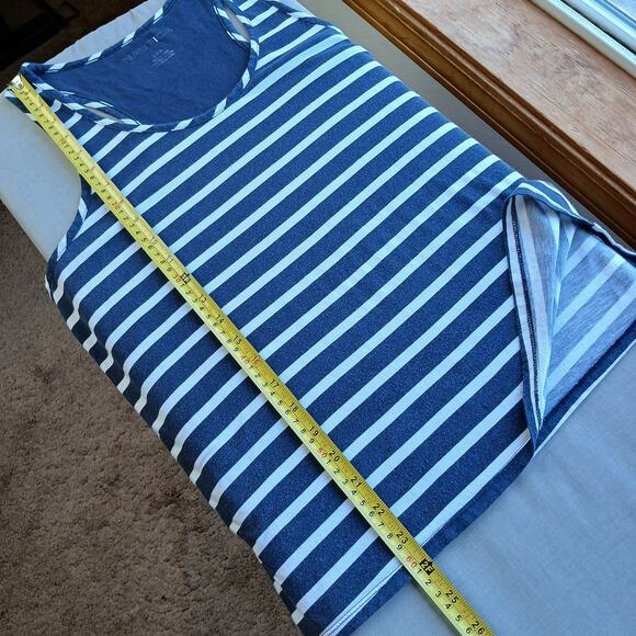 Nautica Navy Stripe Racerback Tank Top Large cotton blend rayon summer - Picture 11 of 11